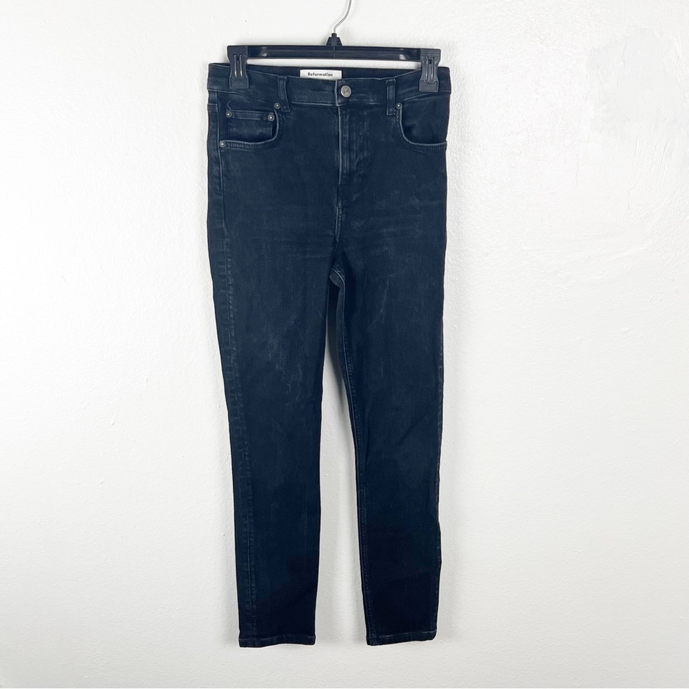 REFORMATION Organic Cotton Blend Black Wash High Rise Skinny Jeans 28 Casual